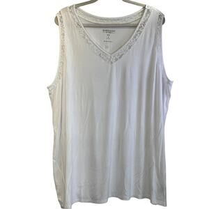 Super Soft By Torrid Womens 4  White Lace V Neck Knit Tank Top FLAW